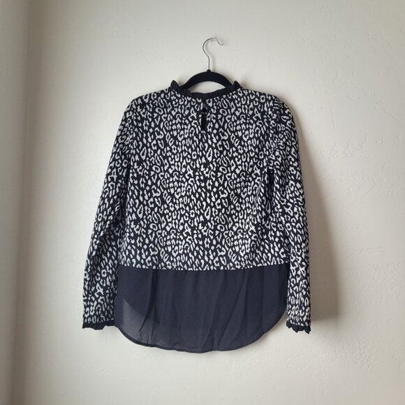 Elle Ruffle Neck Layered Animal Print Blouse - Picture 8 of 9